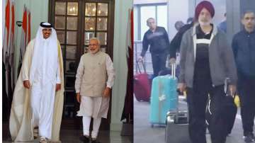 PM Modi with Qatar Emir Sheikh Tamim Bin Hamad Al-Thani. 