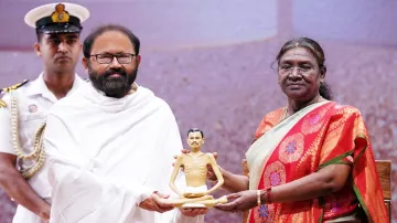 President Droupadi Murmu at Shrimad Rajchandra Mission Dharampur in Gujarat.