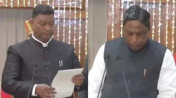 RJD's Satyanand Bhokta and Congress' Alamgir Alam take oath as cabinet ministers in Jharkhand government.