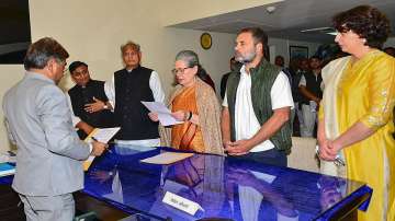Congress leader Sonia Gandhi files her nomination papers for the upcoming Rajya Sabha polls at Rajasthan Assembly, in Jaipur.