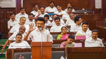 Tamil Nadu CM MK Stalin speaks during the State Assembly session