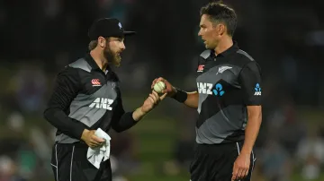 Kane Williamson (left) and Trent Boult (right).