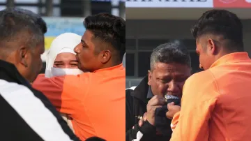 Sarfaraz Khan's father Naushad and his wife couldn't hold back their tears as the 26-year-old finally made his Test debut