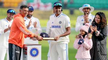 Team India head coach Rahul Dravid gave a passionate speech while speaking about R Ashwin before presenting him with a special cap marking his 100th Test