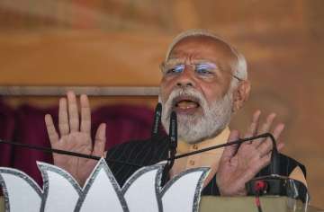 Prime Minister Narendra Modi speaks during the Nari Shakti Vandan Abhinandan programme at Barasat