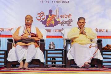 RSS chief Mohan Bhagwat and RSS general secretary Dattatreya Hosabale