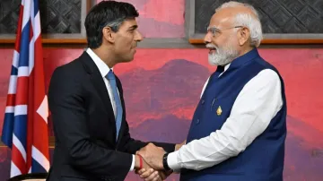 British Prime Minister Rishi Sunak and India's Prime Minister Narendra Modi 