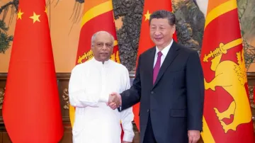 Chinese President Xi Jinping meets with Sri Lankan Prime Minister Dinesh Gunawardena, who is on an 