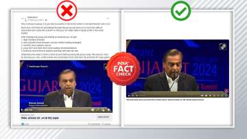 A screenshot of the fake video of Mukesh Ambani endorsing a stock market forum circulates.