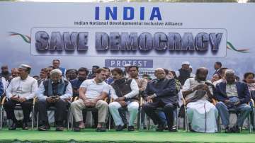 Arvind Kejriwal arrested, INDIA bloc protest, INDIA bloc agitation outside BJP headquarters, delhi c