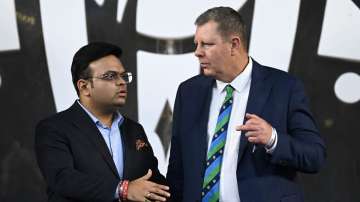 Jay Shah and ICC chairman Greg Barclay 