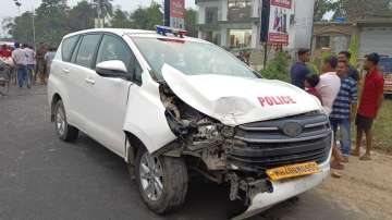 West Bengal BJP chief Sukanta Majumdar car meets with accident, Sukanta Majumdar, Sukanta Majumdar c