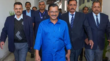 New Delhi: Delhi Chief Minister Arvind Kejriwal leaves the Delhi Assembly.