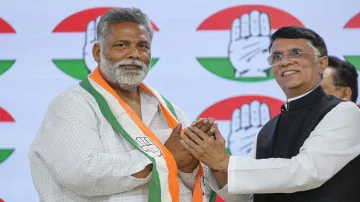 Pappu Yadav as he joined the Congress ahead of Lok Sabha Elections. (File photo)