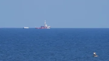 A ship belonging to the Open Arms aid group approaches Gaza.