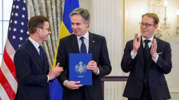 U.S. Secretary of State Antony Blinken accepts Sweden’s instruments of accession from Sweden's Prime