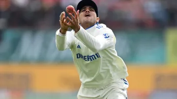 Shubman Gill attempts a catch.