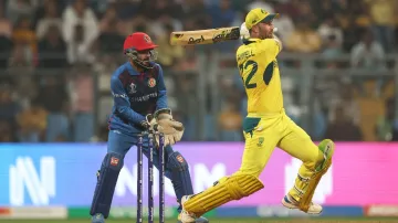 Glenn Maxwell plays a shot during his maiden ODI double century.