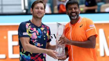 Matthew Ebden and Rohan Bopanna with the Miami Open title.