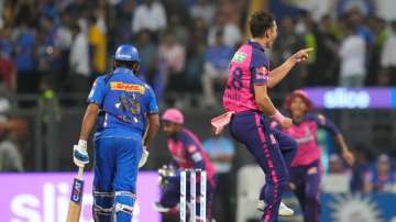 Rohit Sharma was dismissed for a golden duck by Rajasthan Royals pacer Trent Boult