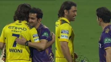 MS Dhoni and Gautam Gambhir meet-up after the match.