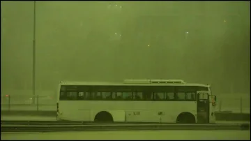 Dubai rains, green sky