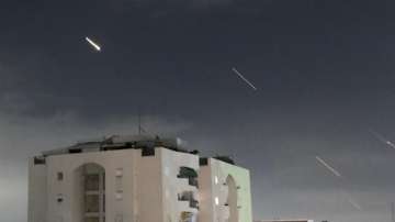 Israel's Iron Dome air defence system launches to intercept missiles fired from Iran. 
