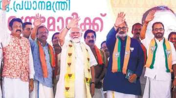 Prime Minister Narendra Modi with BJP leaders in Kerala