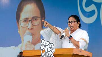 West Bengal Chief Minister and TMC chief Mamata Banerjee speaks during a public meeting.