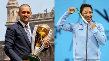 MS Dhoni and Mirabai Chanu.