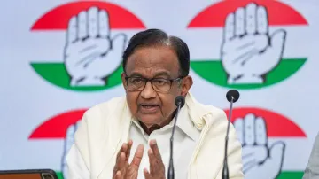 Congress leader P Chidambaram addresses a press conference in New Delhi.