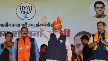 PM Modi addresses election rally in Jammu and Kashmir's Udhampur.