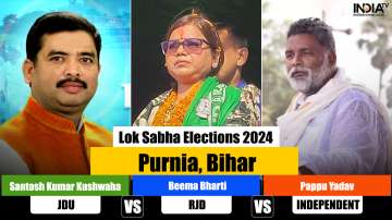 Lok Sabha contest in Purnia seat is set to take place between Santosh Kumar Kushwaha of JD(U), RJD's Beema Bharti and Pappu Yadav.