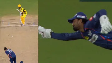 KL Rahul takes a blinder to dismiss Rahane.