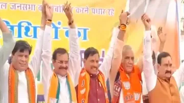 6-time MLA Ramniwas Rawat quits Congress and joins the BJP, in Sheopur, in the presence of CM Mohan Yadav.