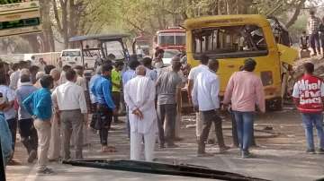 Schoolbus overturns in Haryana