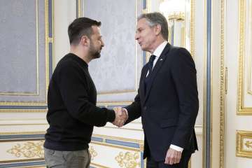 US Secretary of State Blinken with Ukraine President Volodymyr Zelsnksyy in Kyiv.