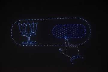  Drones display BJP's electoral symbol
