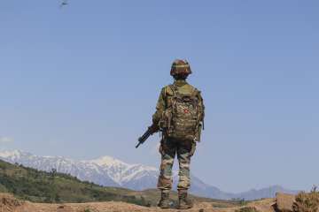 A soldier during a search operation