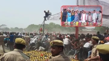 Ruckus at Akhilesh Yadav's poll rally in UP's Azamgarh.