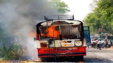 Bus carrying EVMs and polling staff catches fire in MP's Betul