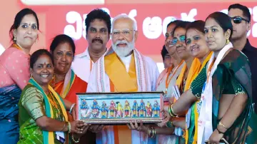 PM Modi with BJP workers in Andhra Pradesh