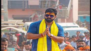 Bhojpuri star and Independent candidate from Karakat constituency Pawan Singh during an election campaign for Lok Sabha elections.