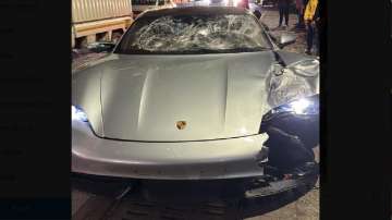 Damaged Porsche car