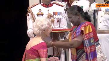 President Droupadi Murmu conferring Padma Award upon Charlotte Chopin in the field of Yoga