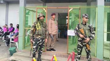 Security personnel at polling booth