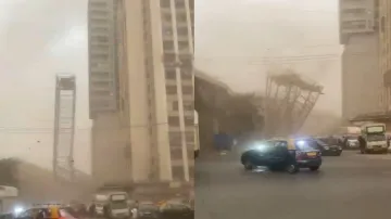 A structure collapsed after gusty winds hits Mumbai