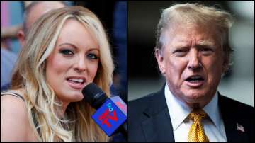 Adult film actor Stormy Daniels and former US President Donald Trump