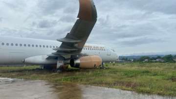 A Super Air Jet A320 overruns the runway while landing at Weda Bay Airport in Indonesia.