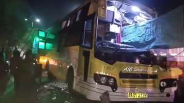 Tamil Nadu road accident, Four dead several injured bus collides with lorry Chennai Trichy National 